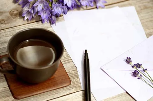 藤の花とお茶と便箋